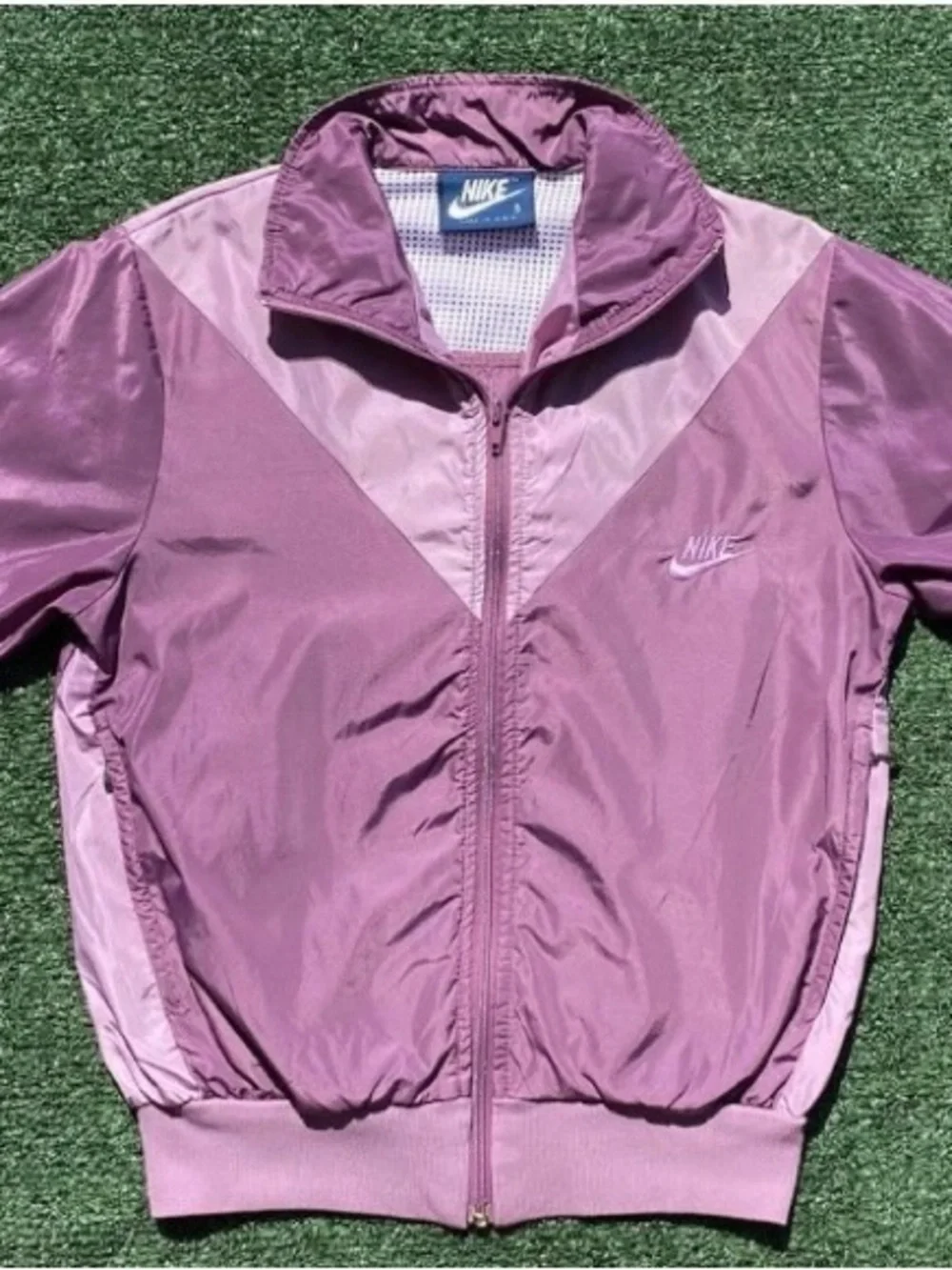VTG 80’s Nike Spellout Swoosh Colorblock Windbreaker Jacket Womens XXS USA Made